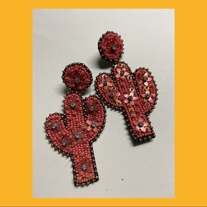 Cactus post earrings, orange